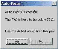 [Auto-Focus Found Recipe screen]
